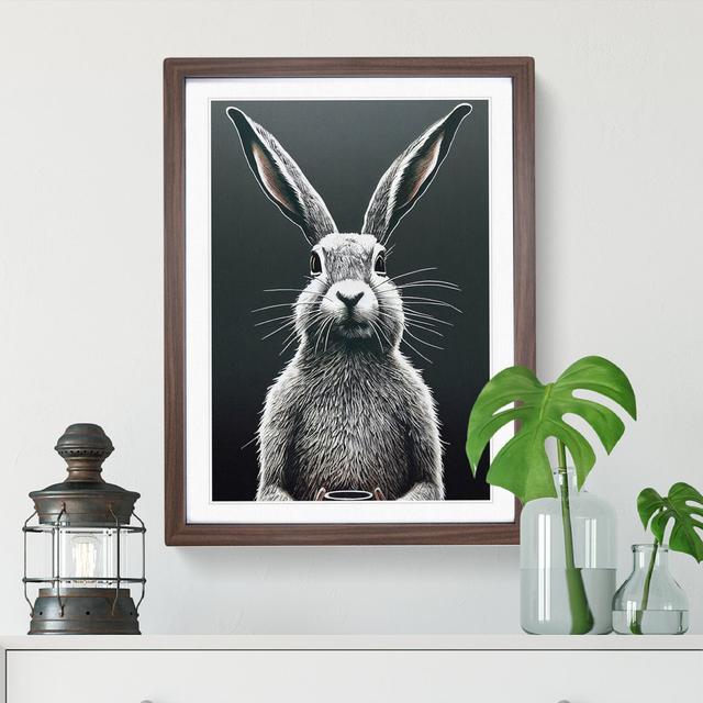 Monochrome Hare - Single Picture Frame Print Brambly Cottage Size: 64cm H x 46cm W x 2cm D, Frame Colour: Walnut on Productcaster.