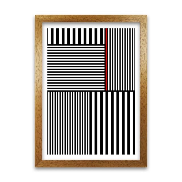 Black And White Stripes - Print 17 Stories Size: 42cm H x 30cm W x 3cm D, Frame Option: Oak Frame on Productcaster.