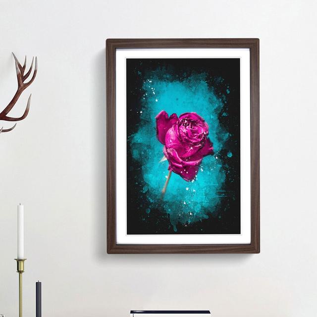 Fuscia Pink Dying Rose - Single Picture Frame Painting on MDF East Urban Home Size: 33cm H x 24cm W x 2cm D, Frame Option: Walnut Framed on Productcaster.