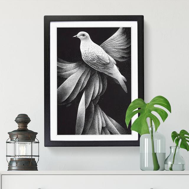 Liell Dove Bird Pointillism - Picture Frame Print ClassicLiving Size: 46cm H x 34cm W x 2cm D, Frame Option: Black on Productcaster.