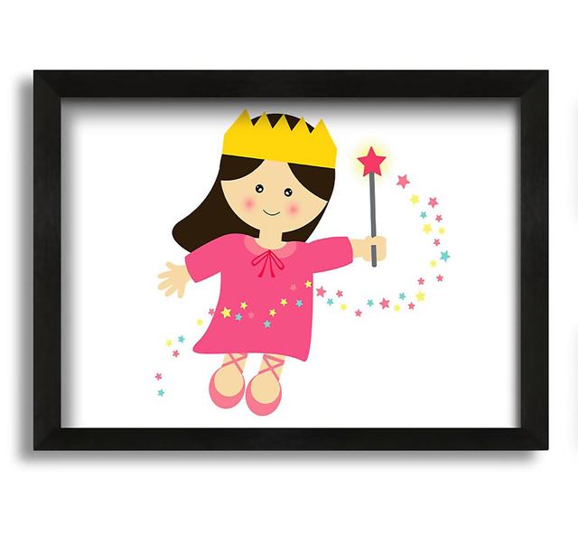 Magical Princess Pink - Picture Frame Graphic Art on Canvas Harriet Bee Size: 60cm H x 84cm W x 10cm D, Colour: White/Pink/Yellow on Productcaster.