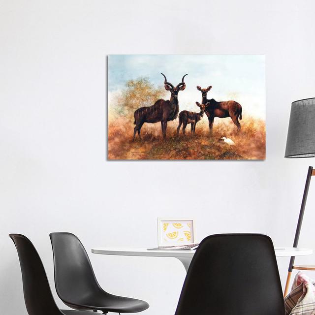 Kudus In The Savannah - Wrapped Canvas Painting Alpen Home Size: 66.04cm H x 101.6cm W x 1.905cm D on Productcaster.