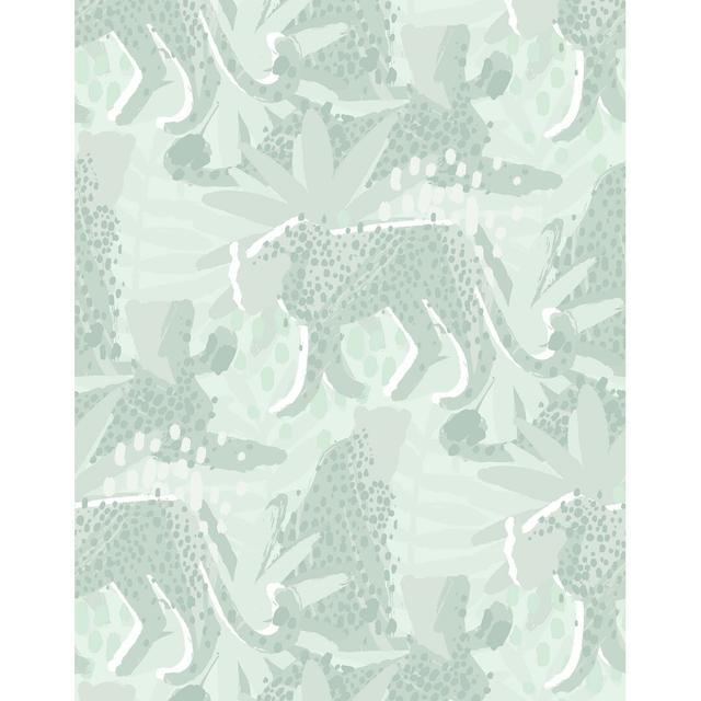 7m x 75cm Matte Tropical Leopard Leaf Wallpaper Roll Canora Grey Colour: Green on Productcaster.