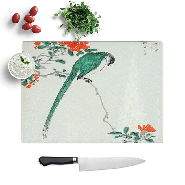 Glass Long-Tailed Tit & Pomegranate by Numata Kashu Chopping Board East Urban Home Size: 28.5 cm W x 20 cm L on Productcaster.