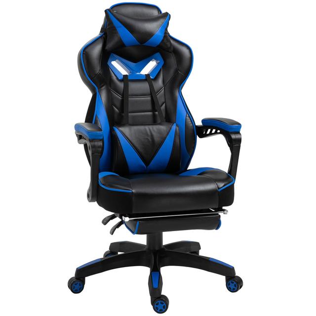 Inbox Zero Jagjit Adjustable Reclining Faux Leather Swiveling PC & Racing Game Chair Inbox Zero Upholstery Colour: Blue/Black on Productcaster.