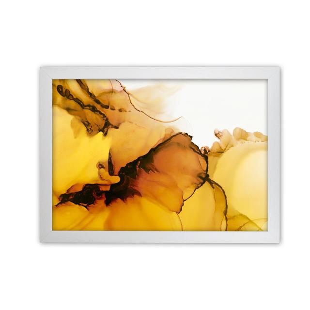 Yellow Watercolour Abstract Original - Painting 17 Stories Size: 30cm H x 42cm W x 3cm D, Frame Option: White Frame on Productcaster.