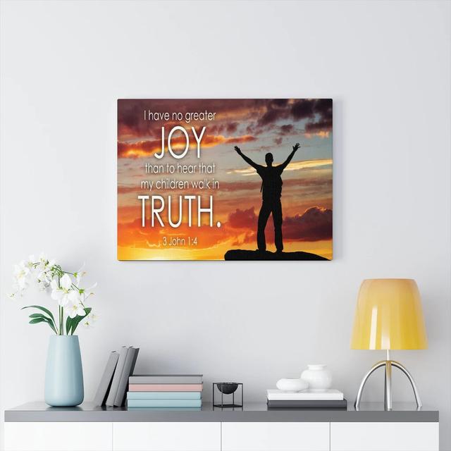 Joy And Truth 1 John 4:21 - Wrapped Canvas Print Blue Elephant Size: 46cm H x 61cm W on Productcaster.