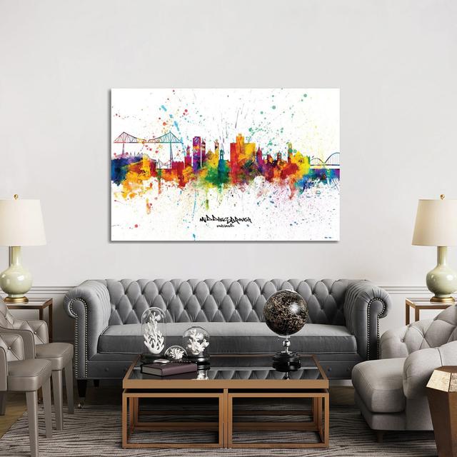 Middlesbrough England Skyline Splash by Michael Tompsett - Wrapped Canvas Print Latitude Run Size: 101.6cm H x 152.4cm W x 3.81cm D on Productcaster.