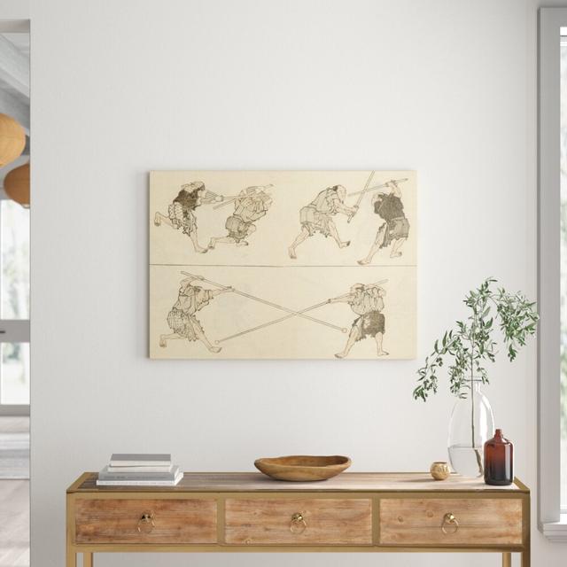 'Martial Artists Fighting' by Katsushika Hokusai Painting World Menagerie Format: Wrapped Canvas, Size: 70.3cm H x 100cm W x 3.8cm D on Productcaster.