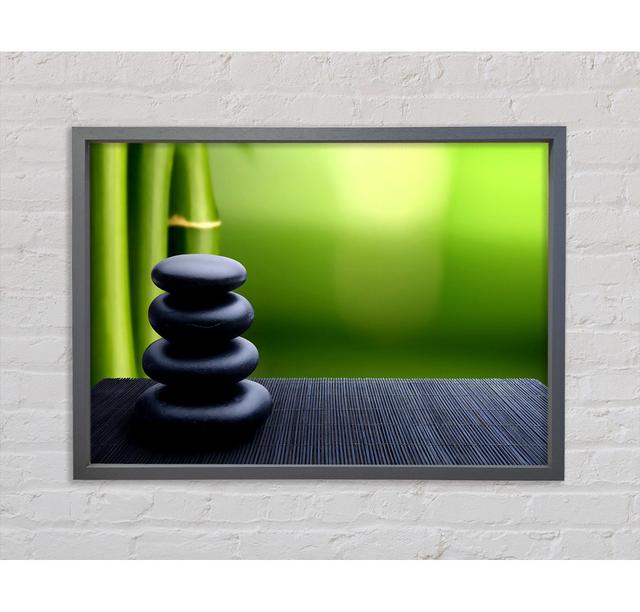 Zen Stones Background Framed Print Highland Dunes Size: 59.7cm H x 84.1cm W x 3.3cm D, Format: Dark Grey Framed Canvas on Productcaster.