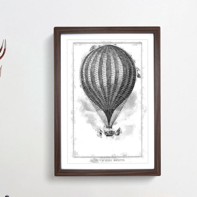 Hot Air Balloon by John Wise - Picture Frame Drawing Print East Urban Home Size: 48cm H x 36cm W x 2cm D, Frame Option: Walnut Framed on Productcaster.