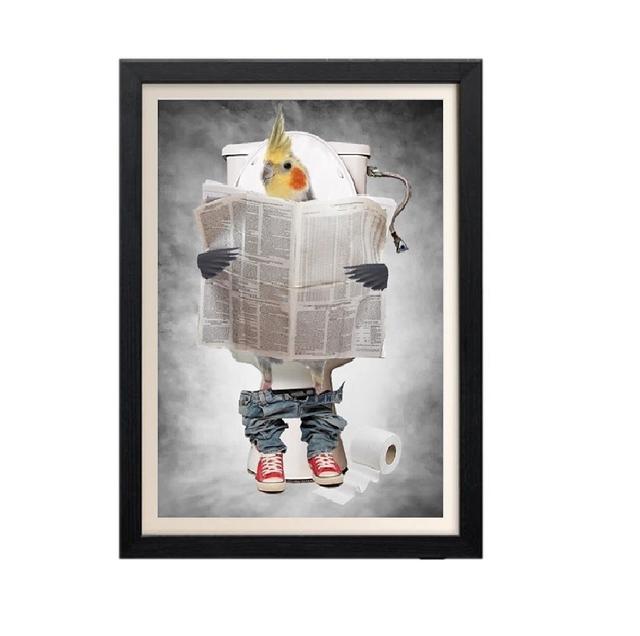 Cockatiel On Toilet - Funny Bathroom Print - Animal Bird Picture - En Suite Wall Art - Downstairs Loo Sign Portrait Toilet Humour Happy Larry on Productcaster.