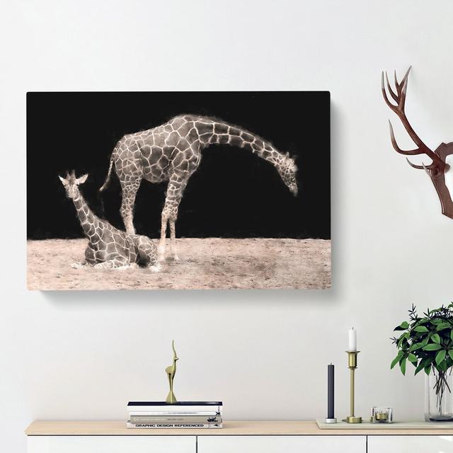 Two Giraffes - Wrapped Canvas Painting Print East Urban Home Size: 50cm H x 76cm W x 3cm D on Productcaster.