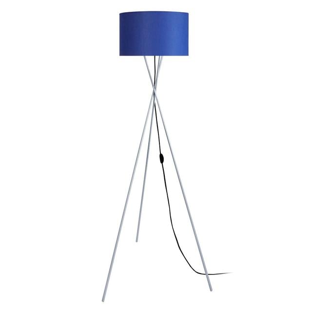 Peppino 150cm Tripod Floor Lamp Ebern Designs Shade Colour: Blue, Base Finish: Silver on Productcaster.