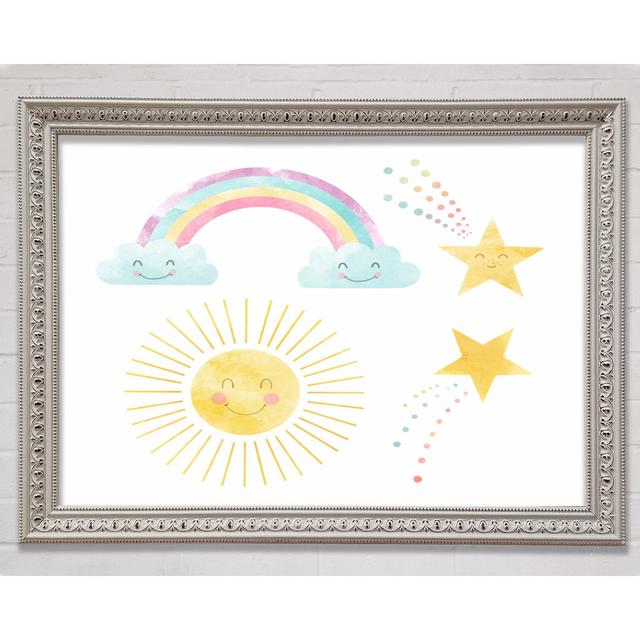 Happy Rainbow And Clouds - Single Picture Frame Art Prints Bright Star Size: 84.1cm H x 118.9cm W x 3cm D on Productcaster.