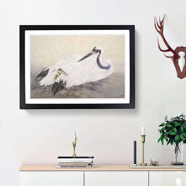 Cranes by Kansetsu Hashimoto - Picture Frame Painting Print East Urban Home Size: 48cm H x 65cm W x 2cm D, Frame Option: Black Framed on Productcaster.