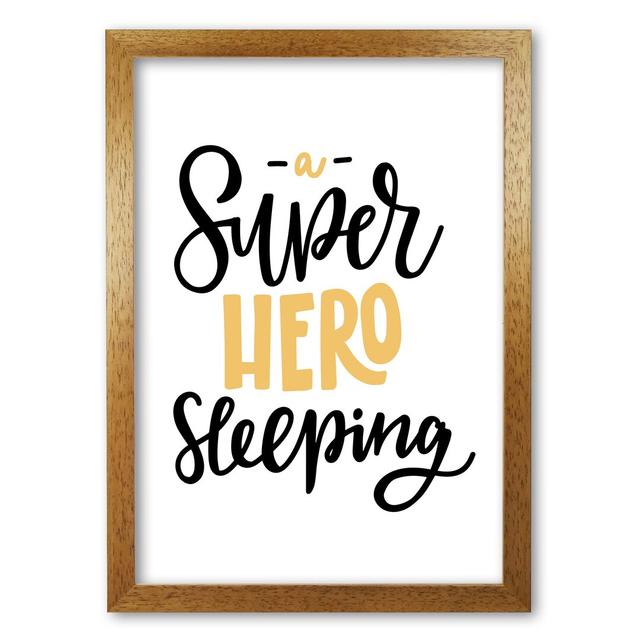 Superhero Sleeping - Print East Urban Home Format: Honey Oak Frame, Size: 60 cm H x 42 cm W x 5 cm D on Productcaster.