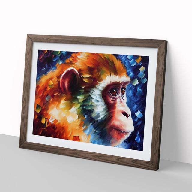 Monkey - Picture Frame Painting 17 Stories Size: 25cm H x 34cm W, Frame Colour: Walnut Framed on Productcaster.