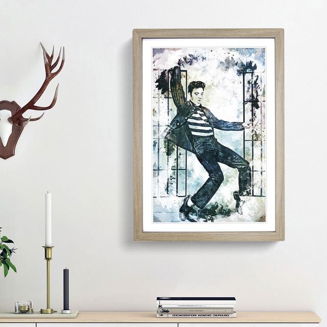 Elvis Presley Dancing in Abstract - Picture Frame Painting Print on MDF East Urban Home Size: 48cm H x 36cm W x 2cm D, Frame Option: Oak Framed on Productcaster.