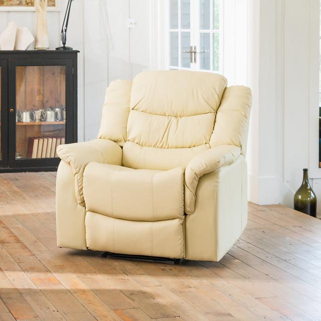 Delreal Faux Leather Recliner Ophelia & Co. Upholstery Colour: Cream on Productcaster.