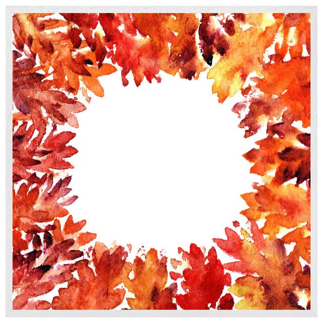 Artana Circled Autumn Leaves - Single Picture Frame Art Prints Metro Lane Size: 41cm H x 41cm W x 4cm D, Frame Colour: White Framed on Productcaster.