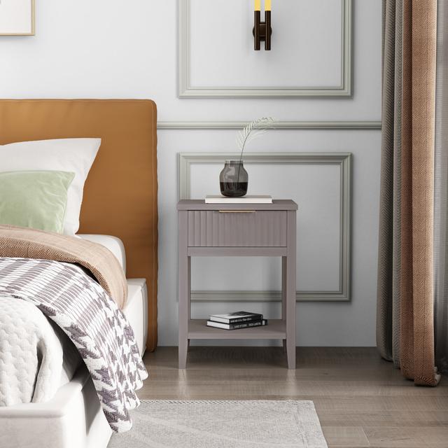 Abriela Solid + Manufactured Wood Bedside Table Latitude Run Colour: Grey on Productcaster.