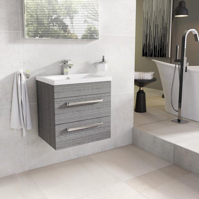 Aparicio 515mm Wall Mount Vanity Unit Latitude Run Base Finish: Grey on Productcaster.