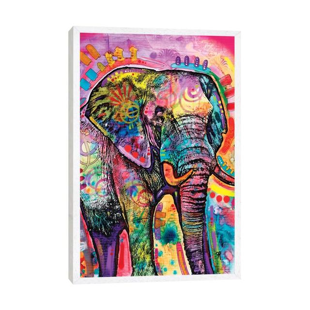 Elephant II by Dean Russo - Painting Print on Canvas Langley Street Size: 152.4cm H x 101.6cm W x 3.81cm D, Frame Option: White Framed on Productcaster.