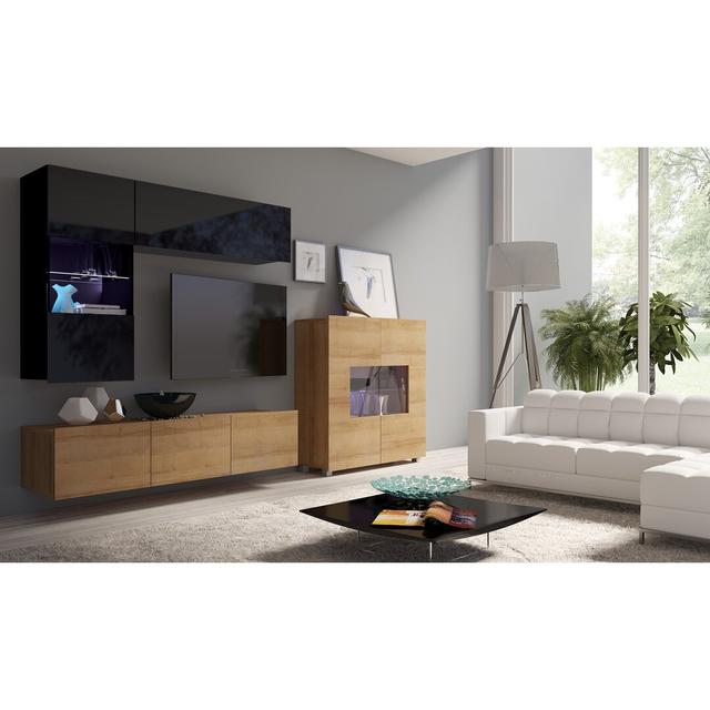 Entertainment Unit for TVs up to 60" Ivy Bronx Colour: Black/Golden Oak on Productcaster.