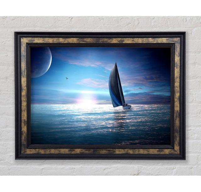 Sailing Boat In The Moonlit Ocean - Single Picture Frame Art Prints Bright Star Size: 21cm H x 42cm W x 8cm D on Productcaster.