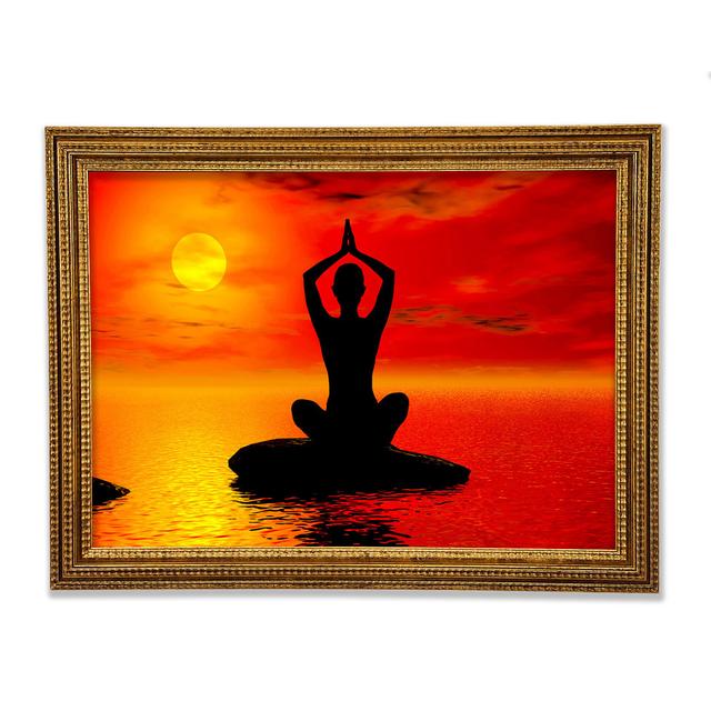 Yoga Ocean Sun Blaze Framed Print Highland Dunes Size: 42.1cm H x 59.7cm W on Productcaster.