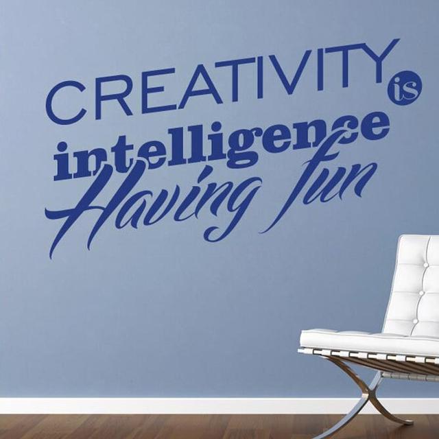 Creativity Is Intelligence Having Fun Wall Sticker East Urban Home Size: Medium, Colour: Dark Blue on Productcaster.