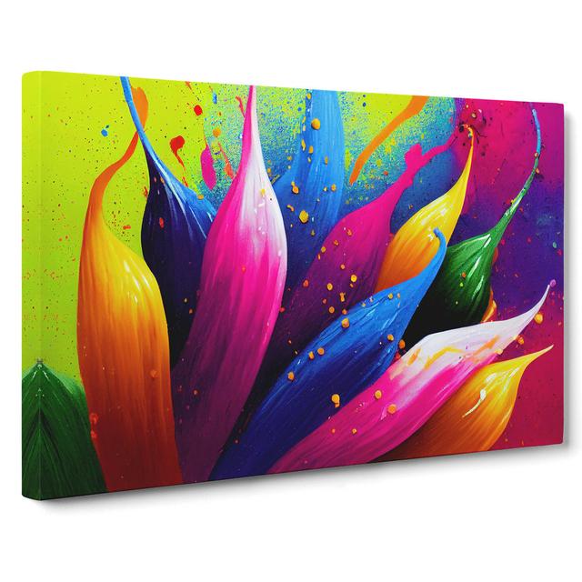 Dashing Flower Splash Abstract - Wrapped Canvas Painting Marlow Home Co. Size: 40cm H x 60cm W x 3cm D on Productcaster.