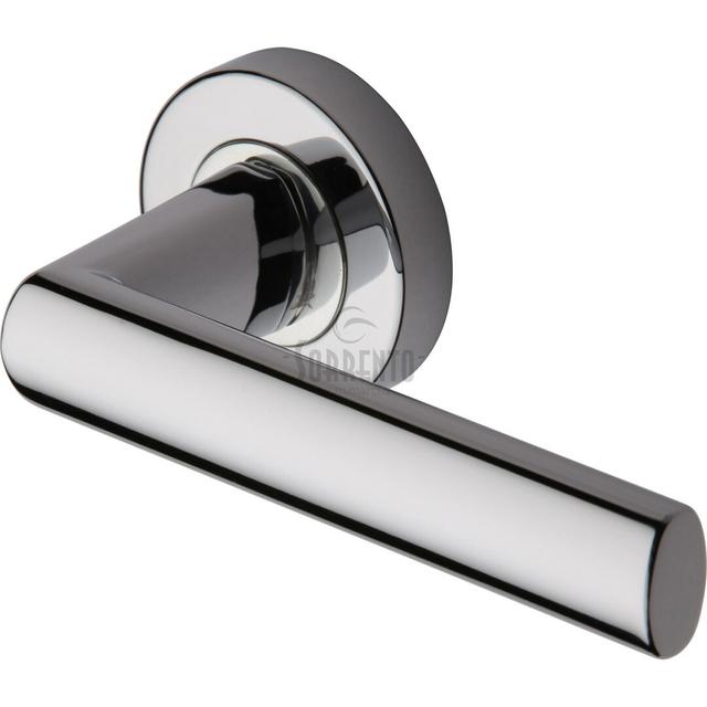 Milan Latch Door Handle (Set of 2) Heritage Brass Finish: Polished Chrome on Productcaster.