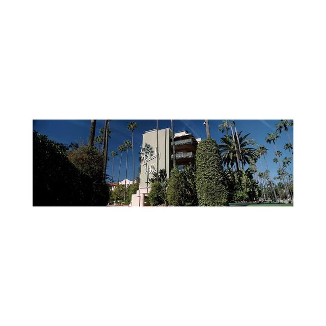 Trees In Front Of A Hotel, Beverly Hills Hotel, Beverly Hills - Wrapped Canvas Panoramic Print Ebern Designs Size: 60.96cm H x 182.88cm W x 3.81cm D on Productcaster.