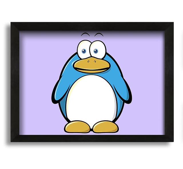 Funny Penquin Standing Lilac - Picture Frame Graphic Art on Canvas Harriet Bee Size: 30cm H x 42cm W x 10cm D on Productcaster.