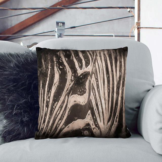 Eye of the Zebra Cushion with Filling East Urban Home Backing Colour: White, Size: 55cm H x 55cm W x 20cm D on Productcaster.