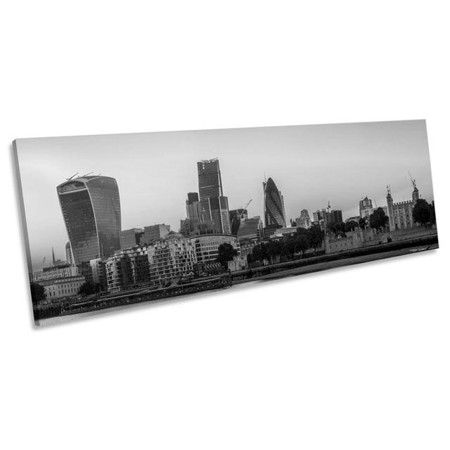 London Sunset City Skyline - Wrapped Canvas Panoramic Photograph 17 Stories Size: 30.48cm H x 91.44cm W x 2cm D on Productcaster.