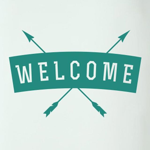 Welcome Arrows Banner Door Room Wall Sticker 17 Stories Colour: Aqua Green on Productcaster.