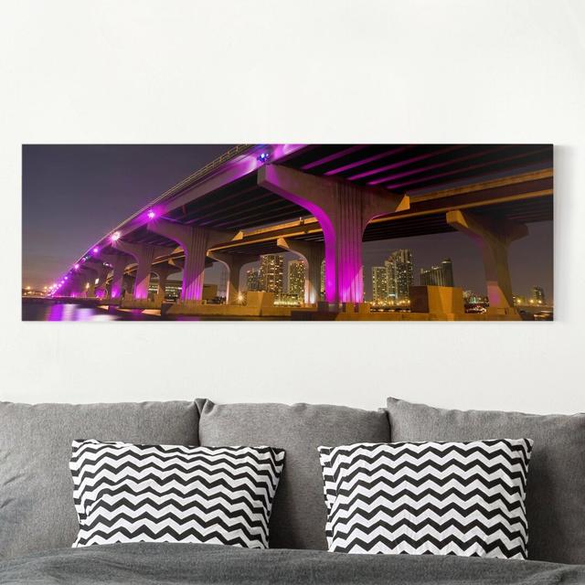 Pink Mchur Causeway - Wrapped Canvas Panoramic Photograph Ebern Designs Size: 40cm H x 120cm W on Productcaster.