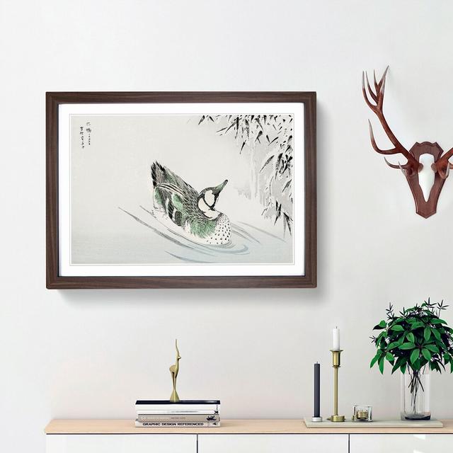 Teal Duck in the Pond by Numata Kashu - Picture Frame Art Print East Urban Home Frame Option: Walnut Framed, Size: 48cm H x 65cm W x 2cm D on Productcaster.