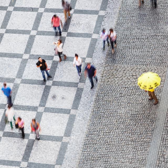 People in Prague, Czechia 17 Stories Size: 40" H x 40" W x 1.8" D on Productcaster.