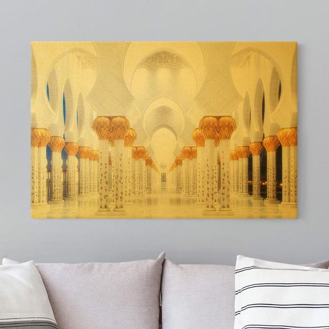 Leinwandbild Moschee in Gold Ebern Designs Format: 435g/m³ Canvas Gold, Farbe: Gold, Größe: 60cm H x 90cm B on Productcaster.