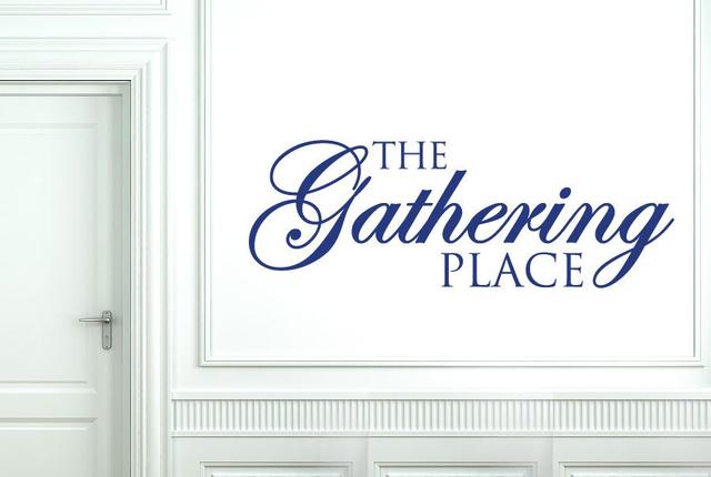 The Gathering Place Wall Sticker 17 Stories Size: Medium, Colour: Dark Blue on Productcaster.