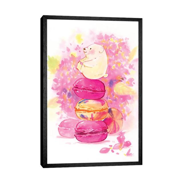 Polar Bear Macaron by Penelopeloveprints - Gallery-Wrapped Canvas Giclée on Canvas Harriet Bee Format: Black Floater Frame, Size: 101.6cm H x 66.04cm on Productcaster.