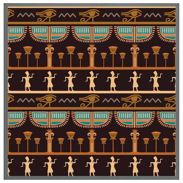 Bettsville Orange & Black Hieroglyphs - Single Picture Frame Art Prints Latitude Run Size: 51cm H x 51cm W x 4cm D, Frame Colour: Grey Framed on Productcaster.