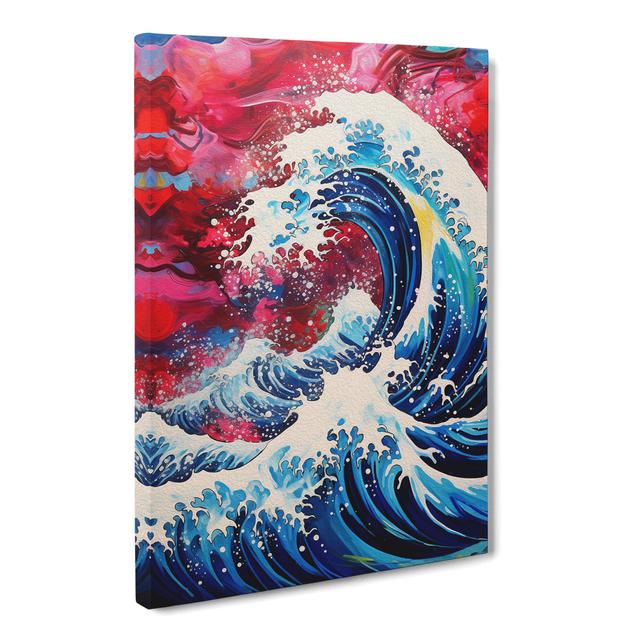 Wave Japanese Action Painting House of Hampton Size: 60cm H x 40cm W x 3cm D on Productcaster.