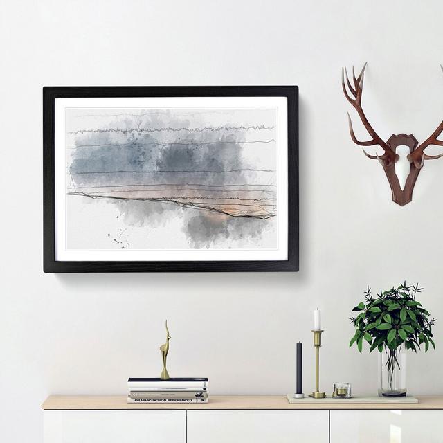 Sun Hiding Behind the Mountain Sketch - Picture Frame Graphic Art Print East Urban Home Frame Option: Black Framed, Size: 45cm H x 63cm W x 2cm D on Productcaster.