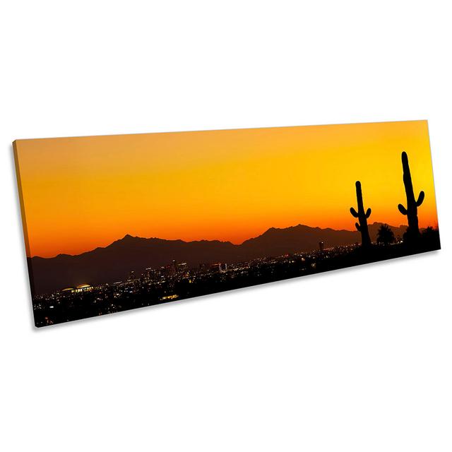 Phoenix Sunset Cactus Panoramic - Wrapped Canvas Print Union Rustic Size: 45.72cm H x 137.16cm W x 2cm D on Productcaster.