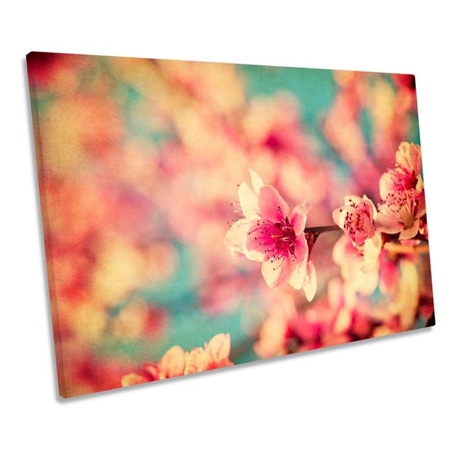 Blossom Floral Flowers Grunge - Wrapped Canvas Art Prints Ebern Designs Size: 50.8cm H x 76.2cm W on Productcaster.